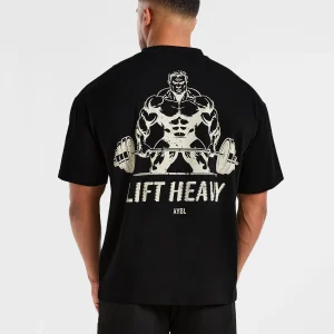 Lift Heavy Oversized T Shirt - Noir/Off Blanc