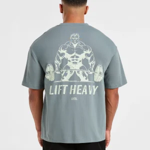 Lift Heavy Oversized T Shirt - Slate Bleu