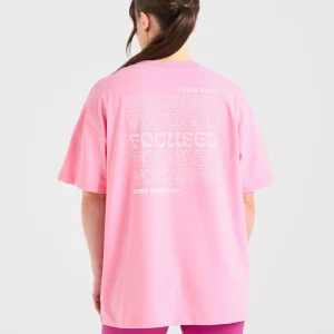 Focused Wavy Oversized T Shirt - Rose/Blanc