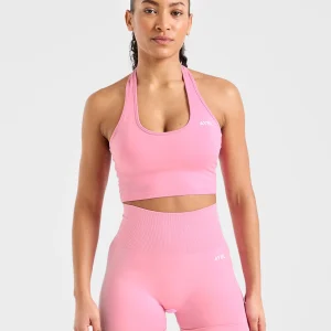 Empower Seamless Halterneck Crop Top - Baby Rose
