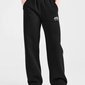 AYBL Sports Club Oversized Straight Leg Joggers - Noir/Blanc