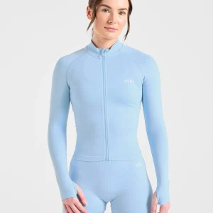 Empower Seamless Full Zip Jacket - Sky Bleu
