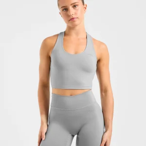 Staple Halterneck Crop Top - Gris