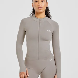 Empower Seamless Full Zip Jacket - Taupe