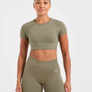 Adapt Seamless Crop Top - Muted Olive
