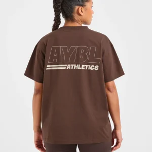Athletics Track Oversized T Shirt - Marron/Sand