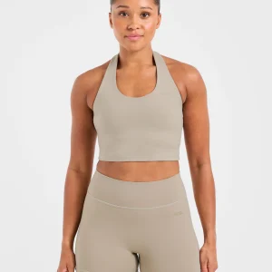 Staple Halterneck Crop Top - Muted Taupe