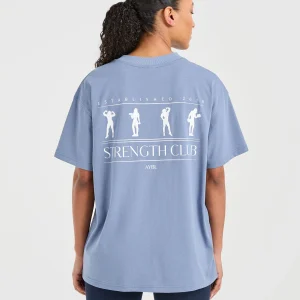 Strength Club Oversized T Shirt - Bleu