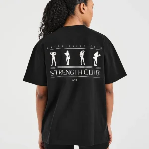 Strength Club Oversized T Shirt - Noir