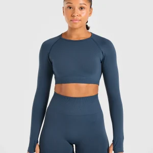 Power Seamless Long Sleeve Crop Top - Ocean Teal