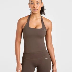 Enhance Seamless Halterneck Top - Marron