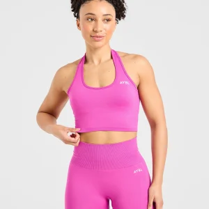Empower Seamless Halterneck Crop Top - Magenta