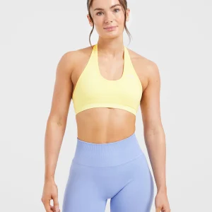 Essential Seamless Halterneck Sports Bra - Jaune