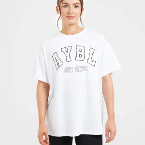 Varsity Oversized T Shirt - Blanc