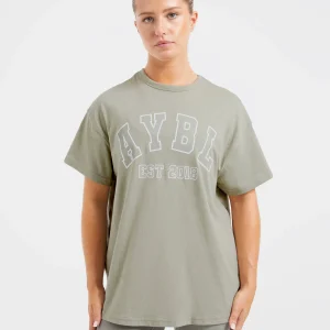 Varsity Oversized T Shirt - Olive Vert