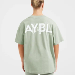 Lift Graphic Oversized T Shirt - Light Sage