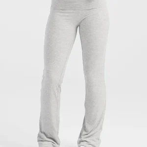 Lounge Ribbed Foldover Flared Leggings - Gris Marl
