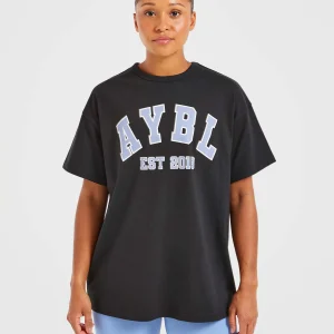 Varsity Oversized T Shirt - Noir/Bleu