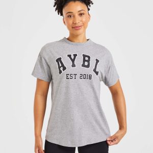 Varsity Oversized T Shirt - Heather Gris