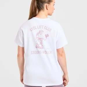 Strong Women Graphic Oversized T Shirt - Blanc/Lilac