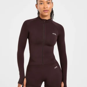 Empower Seamless Full Zip Jacket - Cocoa Brun