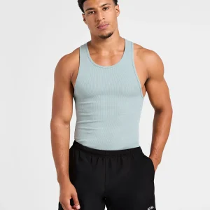 Muscle Ribbed Tank - Stone Bleu