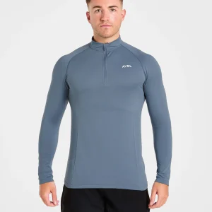 Essential Seamless 1/4 Zip Pullover  - Slate Bleu