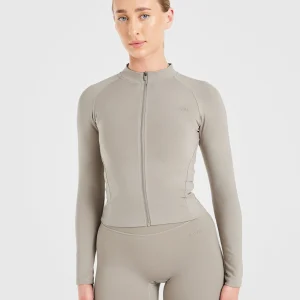 Staple Longline Zip Jacket - Muted Taupe