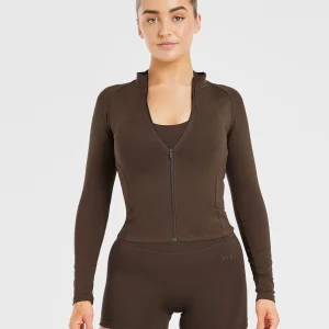 Staple Longline Zip Jacket - Marron