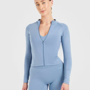 Staple Longline Zip Jacket - Slate Bleu