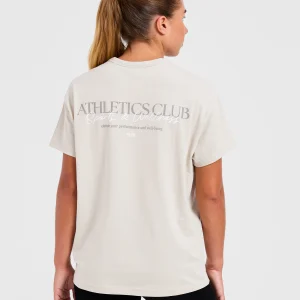 Athletics Club Oversized T Shirt - Taupe Beige