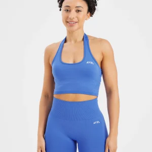 Empower Seamless Halterneck Crop Top - Cobalt