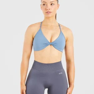 Essential Twist Crossback Sports Bra - Slate Bleu