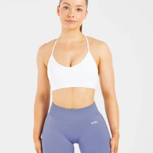 Essential V Neck Strappy Sports Bra - Blanc