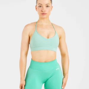 Essential V Neck Strappy Sports Bra - Light Sage
