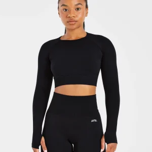 Empower Seamless Long Sleeve Crop Top - Noir