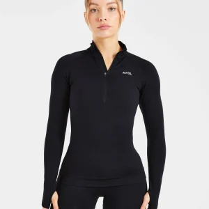 Essential Seamless 1/2 Zip Pullover - Noir