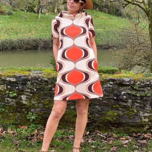 Robe SEVENTIES n°183 orange et marron Hippocampe
