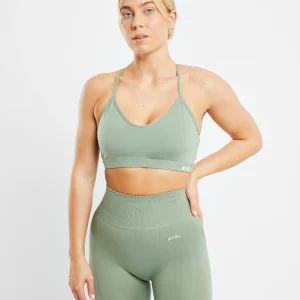 Essential V Neck Sports Bra - Olive Vert