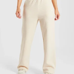 Waffle Straight Leg Joggers - Beige
