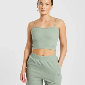Waffle Crop Vest - Sage Vert