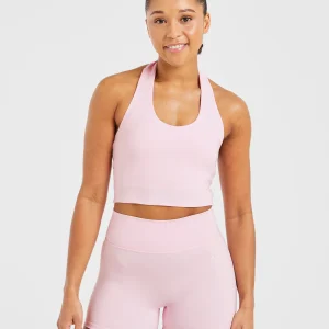 Staple Halterneck Crop Top - Pastel Rose