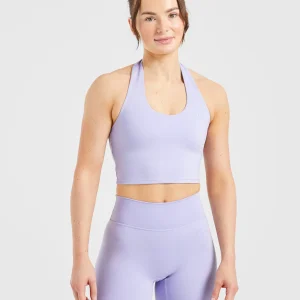 Staple Halterneck Crop Top - Pastel Lavender
