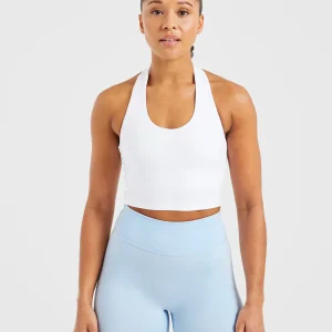 Staple Halterneck Crop Top - Blanc