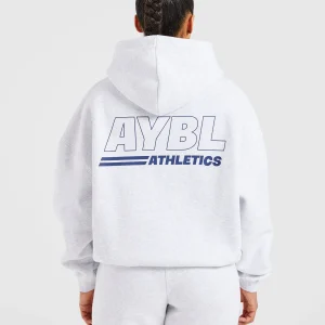 Athletics Track Oversized Hoodie - Heather Grey/Navy
