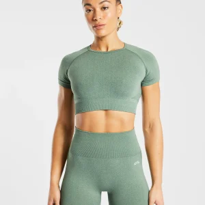 Empower Seamless Crop Top - Olive Marl