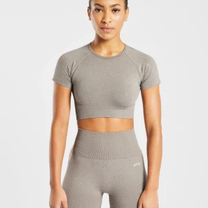 Empower Seamless Crop Top - Taupe Marl