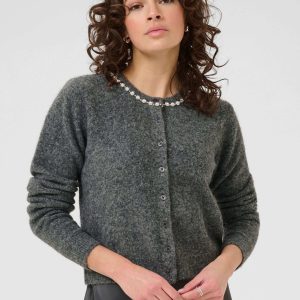 Cardigan en laine bouclée à col orné