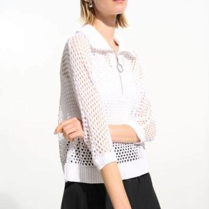 Chandail ajouré à col zippé