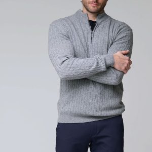 Chandail à demi-glissière torsadé en laine